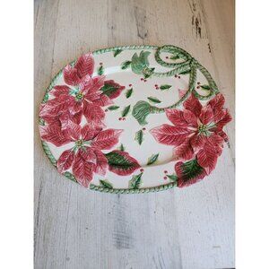 Fitz Floyd ponsieta santa forest Vintage plate xmas home decor kitchen